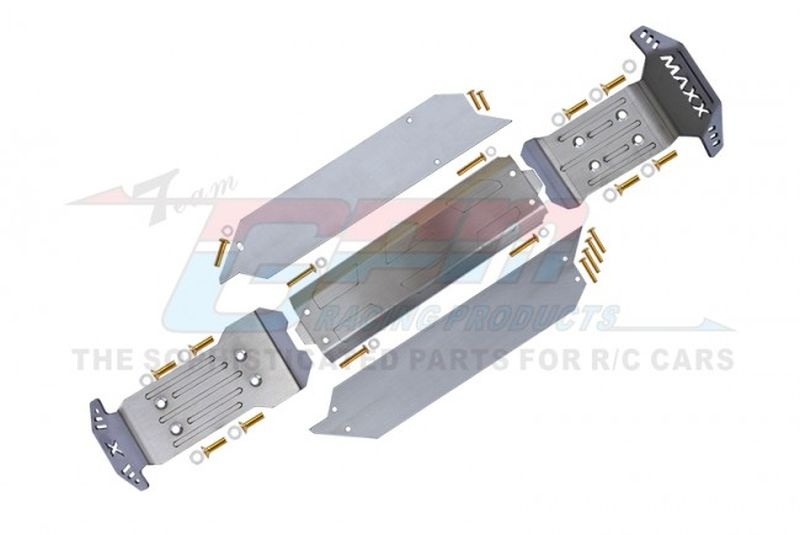 GPM Edelstahl-Chassis kpl. mit Skidplatten & Seitenschützern TRX Wide-Maxx TXMWZSP1AOC