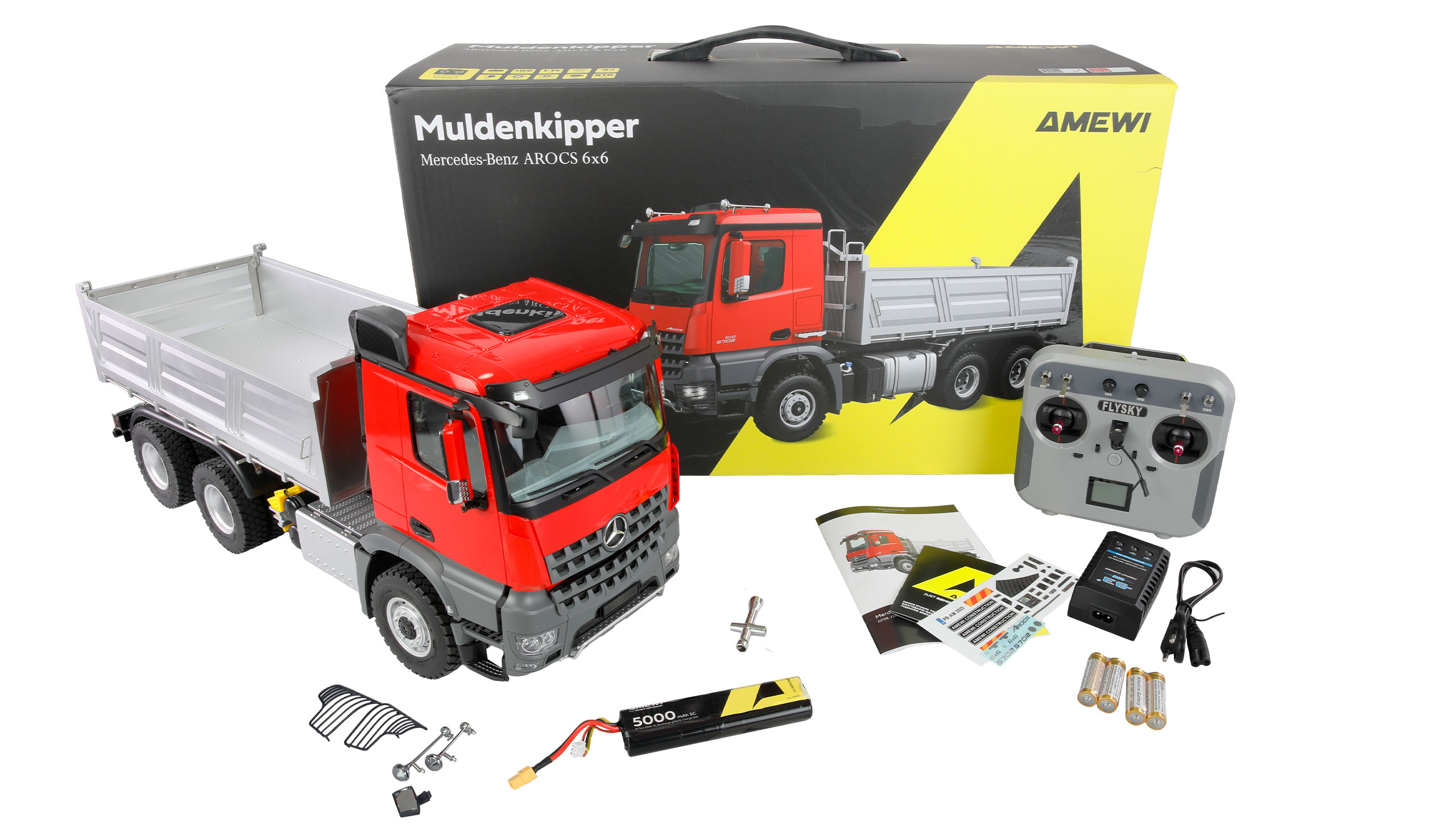 Amewi Mercedes-Benz Arocs Muldenkipper 6x6 1:14 RTR rot 22729