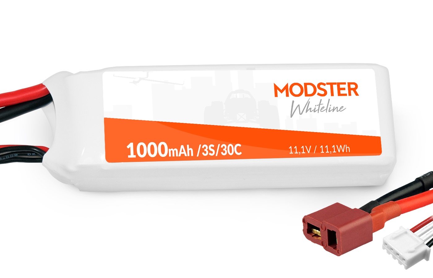 Modster LiPo Akku 3S 11,1V 1000 mAh 30C (T-Plug) WhiteLine MD11820