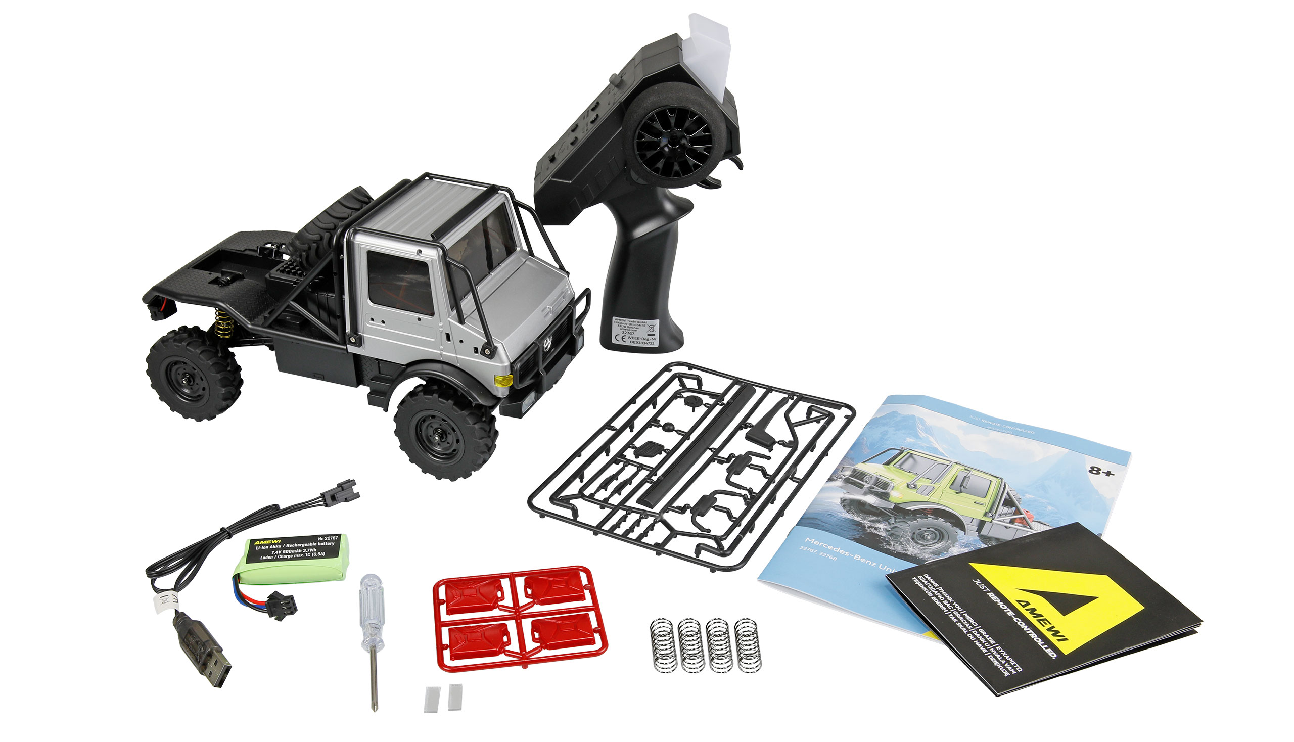Amewi Mercedes-Benz Unimog U4000 Scale Crawler 4WD 1:18 RTR grau 22768