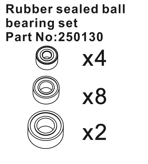 Hobby Plus Rubber Sealed Ball Bearing Set 250130
