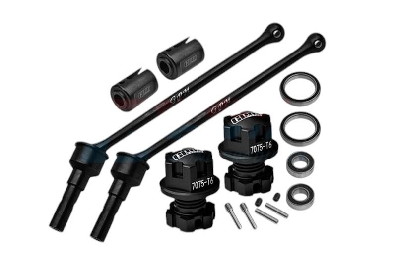GPM Antriebswellen WIDE mit Radmitnehmer & Muttern schwarz TRX MAXX (1 Paar v/h) TXMW110F/RSNBK