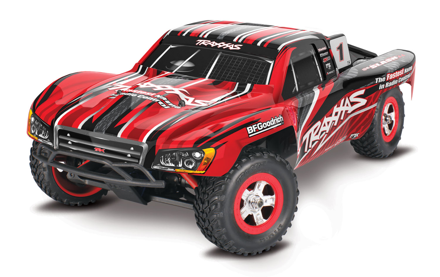 Traxxas Slash 4x4 1/16 Rot RTR Brushed mit Akku & USB-C Lader 70054-8 - Abbildung 1