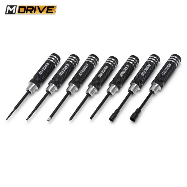M-DRIVE Mini Werkzeug Set Innensechskant & Steckschlüssel + Schlitz & Kreuz 7-teilig MD45000