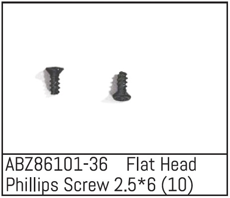 Absima Flat Head Phillips Screw 2.5*6 - Mini AMT (10) Z86101-36