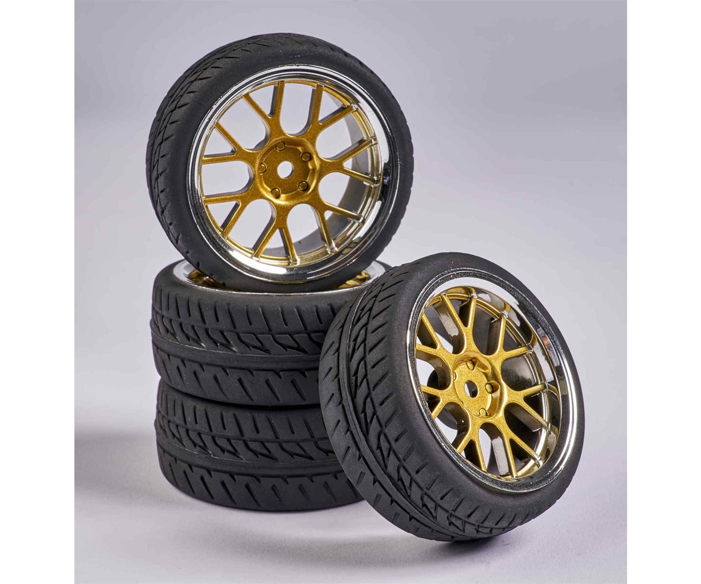 Carson 00163 1:10 Räderset Y-Design2 (4) gold/chrom 500900163