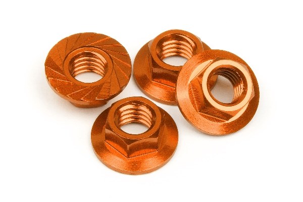 HPI Geriffelte Mutter mit Flansch (Orange/4St) 87267