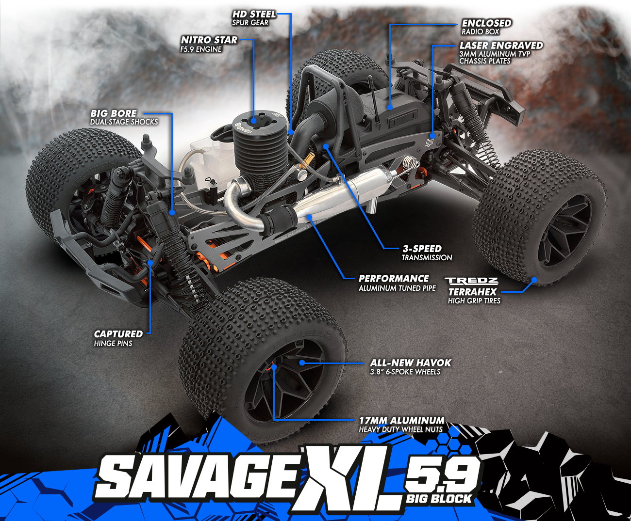 HPI Racing Savage XL 5.9 GTXL-6 Blau Nitro Monstertruck 160586 - Abbildung 4