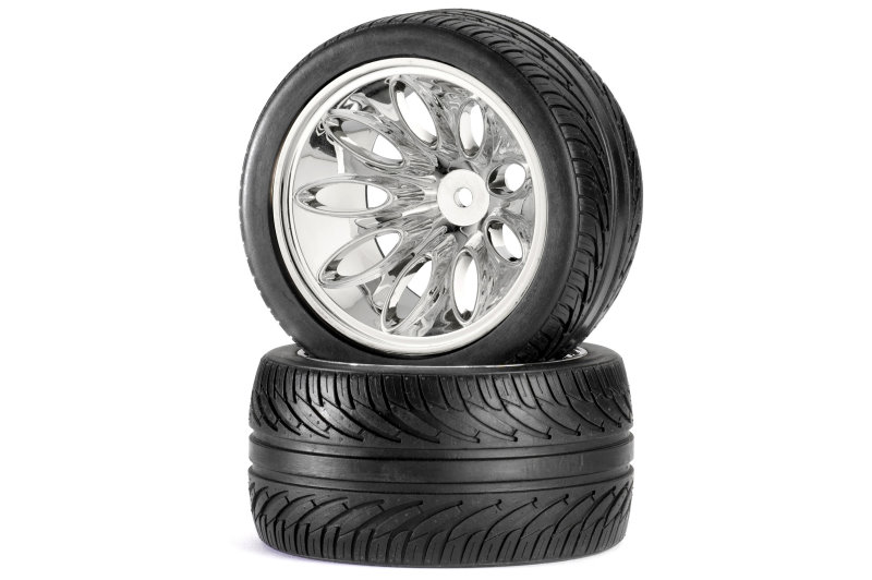 Carson 1:10 Reifen-/Felgen Set Onroad Truggy Chrom 2St. 500900052