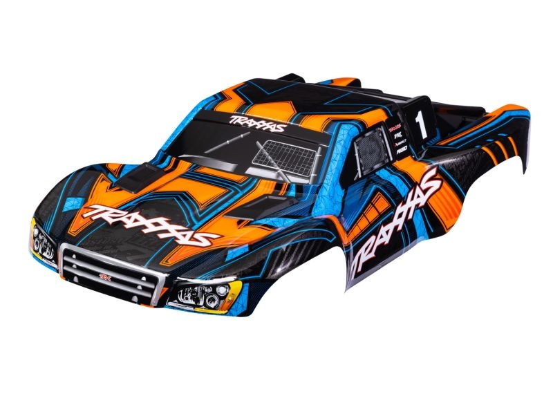 Traxxas Karosserie Slash 4x4 orange/blau mit Aufkleber & Clipless  6844-ORNG