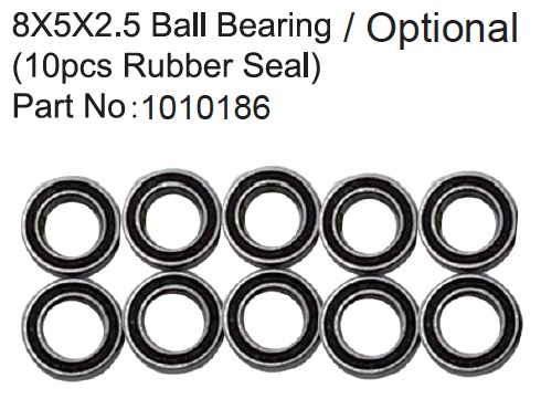 Hobby Plus 8X5X2.5 Ball Bearing ( 10pcs Rubber Seal ) 240368
