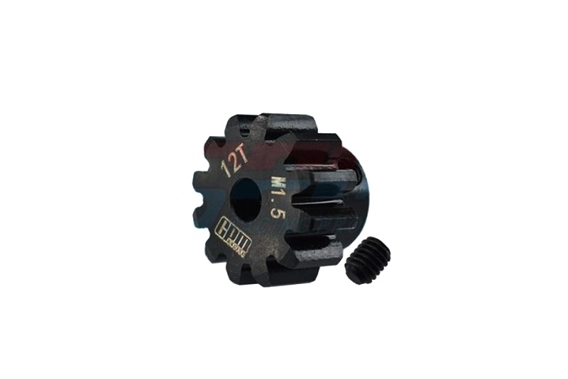 GPM Medium Carbon Stahl Motorritzel 12Z M1.5 Traxxas X-MAXX schwarz