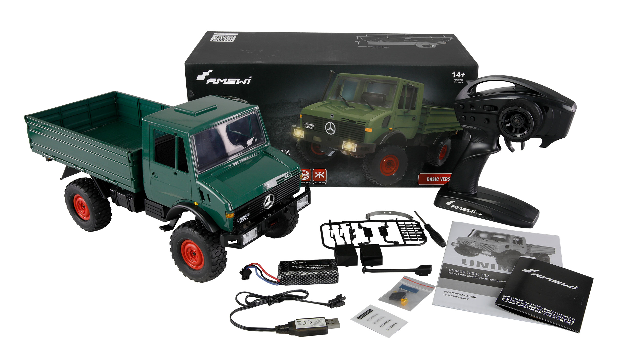 Amewi Mercedes-Benz Unimog Basic 4WD 1:12 RTR grün 22632
