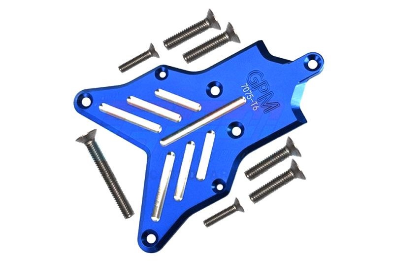 GPM Alu 7075-T6 Chassis-Schutzplatte hinten blau Traxxas Sledge