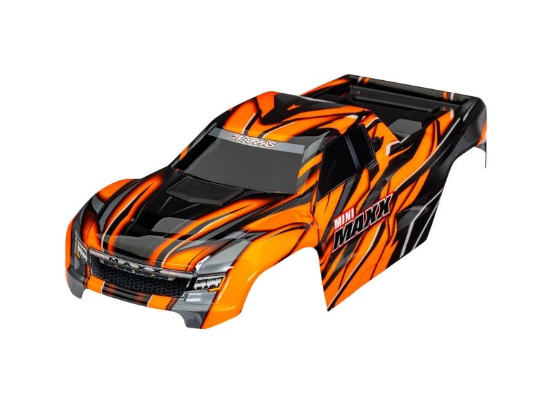 Traxxas Karosserie orange mit Aufkleber & Clipless Mini-Maxx 10711-ORNG