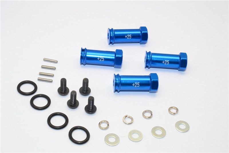 GPM Alu Hex-Adapter eloxiert blau (+25mm, 4 Stk.) Traxxas Slash 4x4
