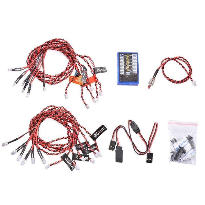 H-SPEED LED-Kit 12x 4,8-6,0 Volt mit Kontrollbox Multicolor Flashing H-SPEED für RC-Car, Helis, Flugzeuge & Dronen HSPX015 - Abbildung 1
