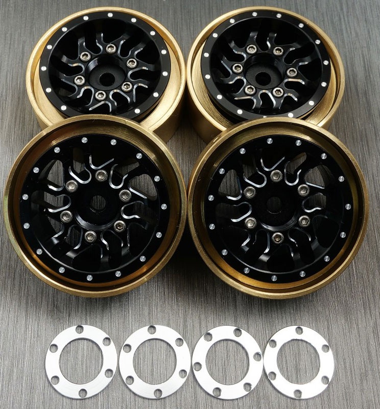 SAMIX Alu & Messing Beadlock Felgen Set mit Offset (4) für Traxxas TRX-4M für Standard-Reifen TRX4M-6671