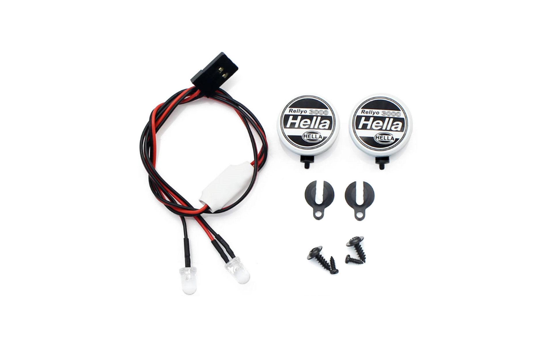 HRC Lichtset 1/10 oder Monster Truck / JR Stecker Hella Cover 2x Weiss LED HRC8723A2