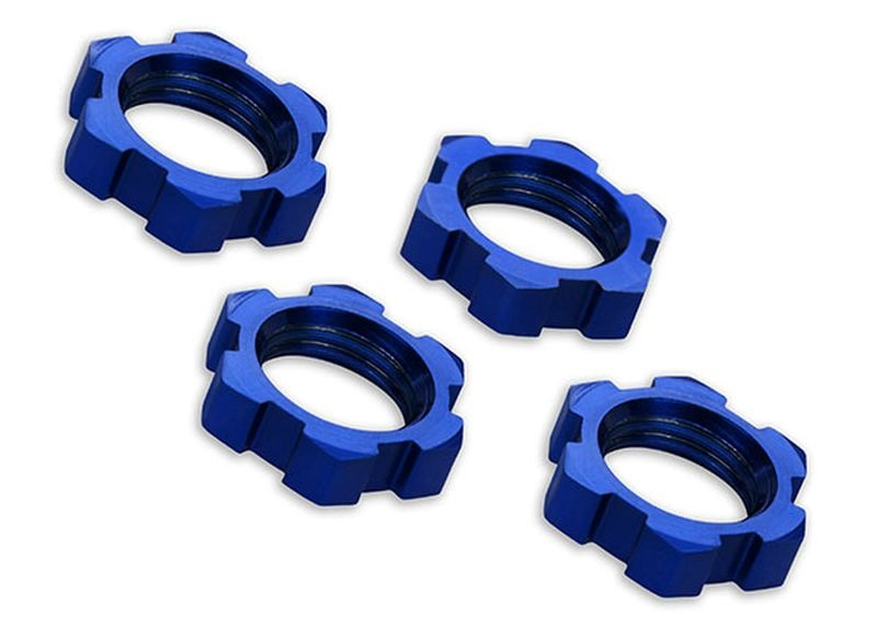 Traxxas Felgen-Mutter, Splined, 17mm, serrated (blau-eloxiert) (4) 7758