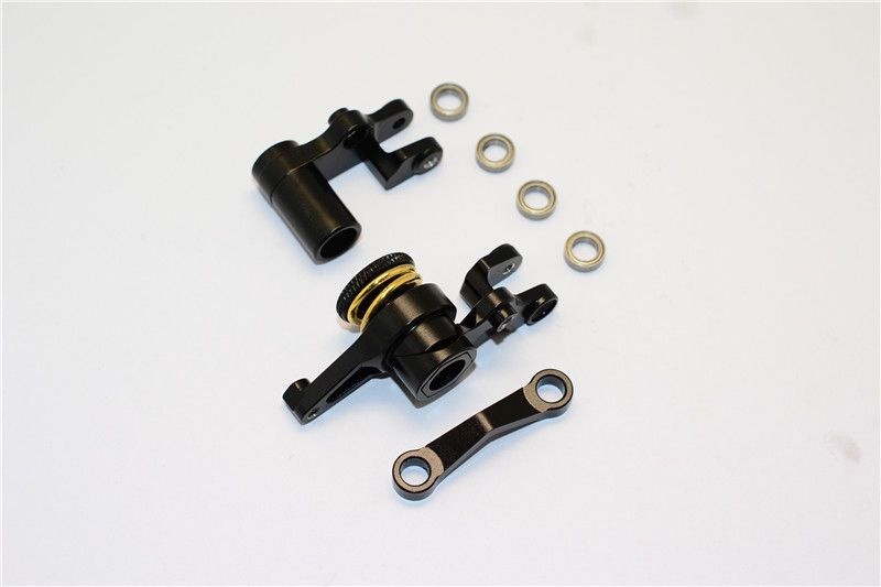 GPM Alu Lenkungs-Set eloxiert mit Kugellager schwarz Traxxas Slash, Stampede, Rustler, Hoss, Rally 4x4