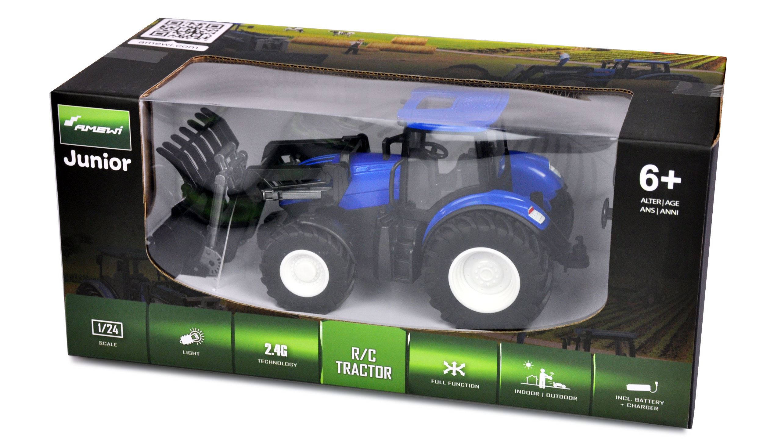 Amewi RC Traktor mit Frontlader 1:24 RTR 22598