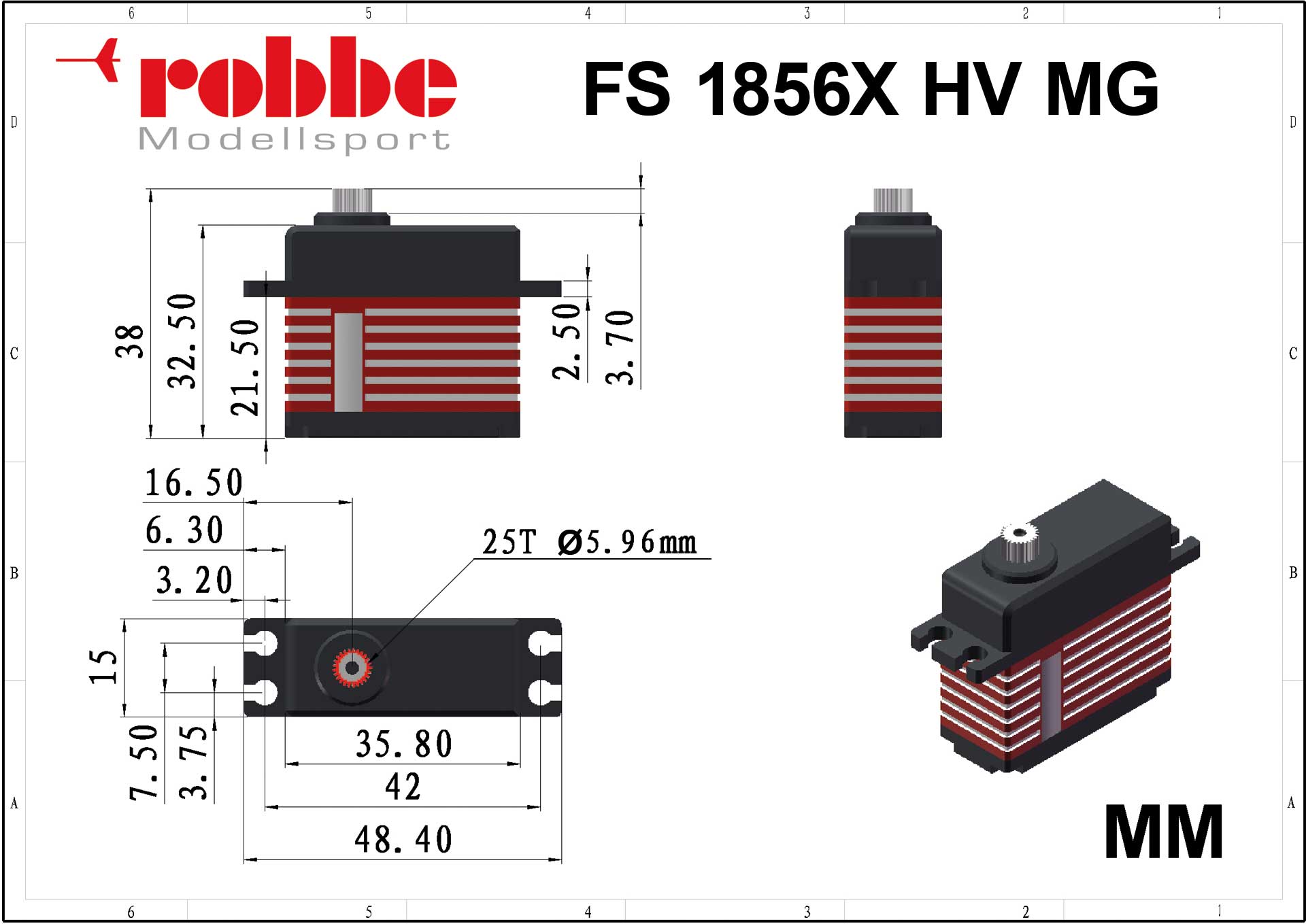 Robbe FS 1856X HV MG Digital Brushless Servo 9152