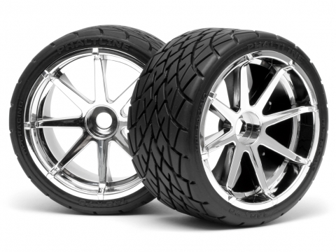 HPI Phaltline Reifen 140X70mm/Blast Felge (Chrom) Sav 4729