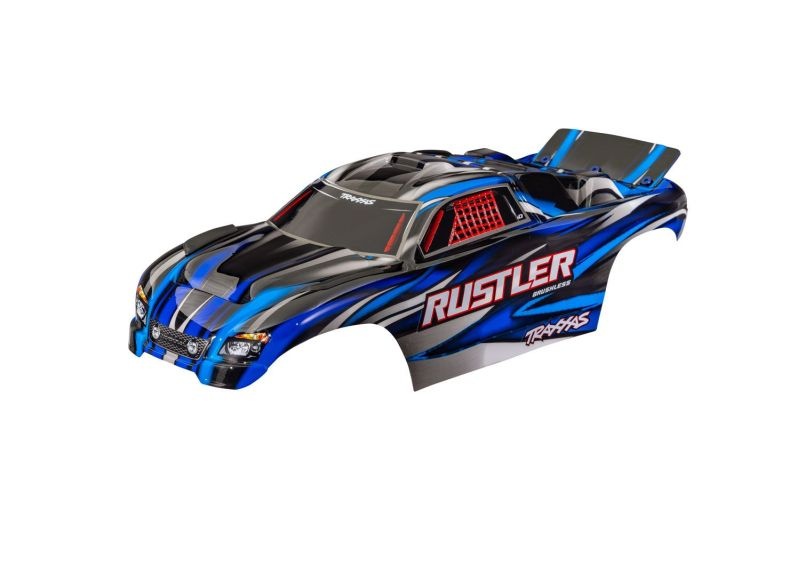 Traxxas Karosserie Rustler blau clipless mit Aufkleber  3721-BLUE