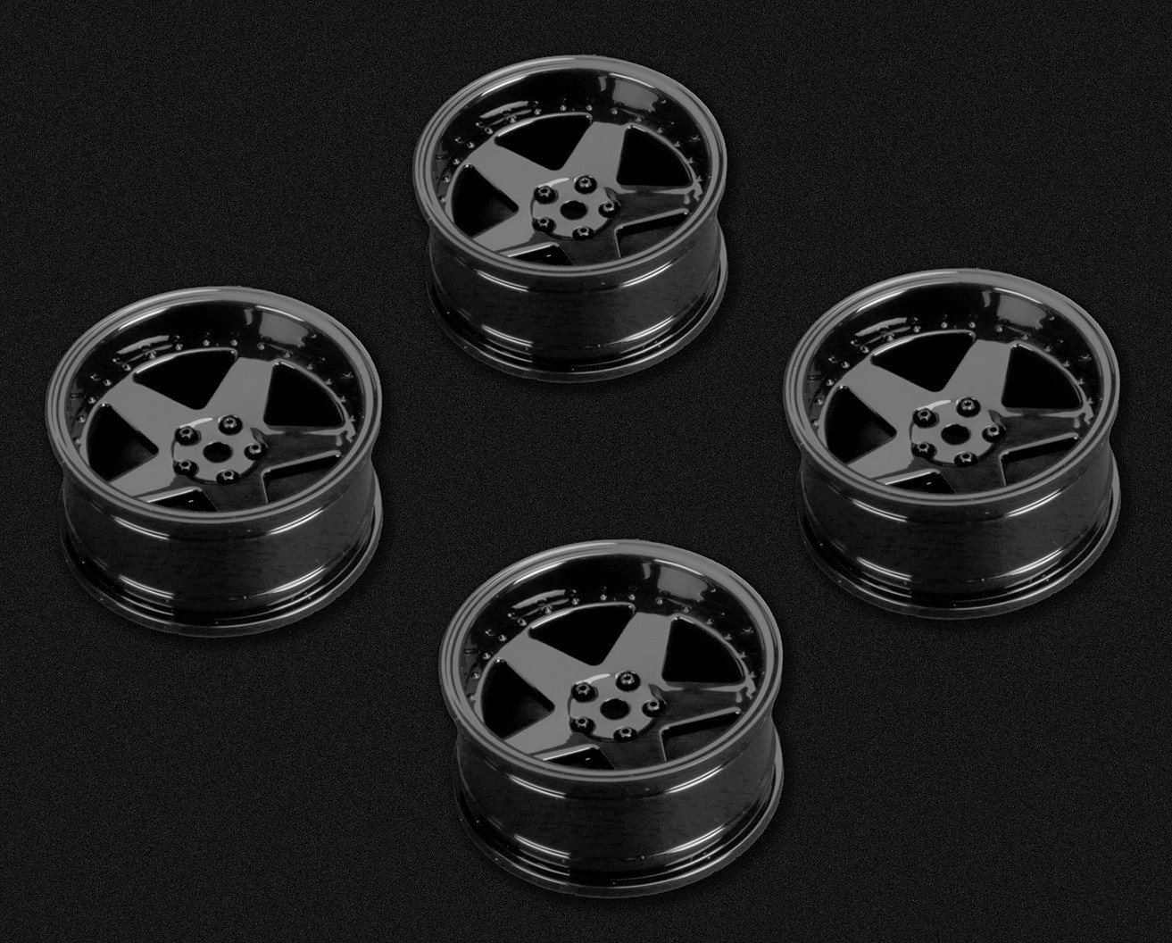 Louise Felgen Drift 5-Speichen Schwarz (2,4,6,8mm Offset) 12mm sechskant (4)