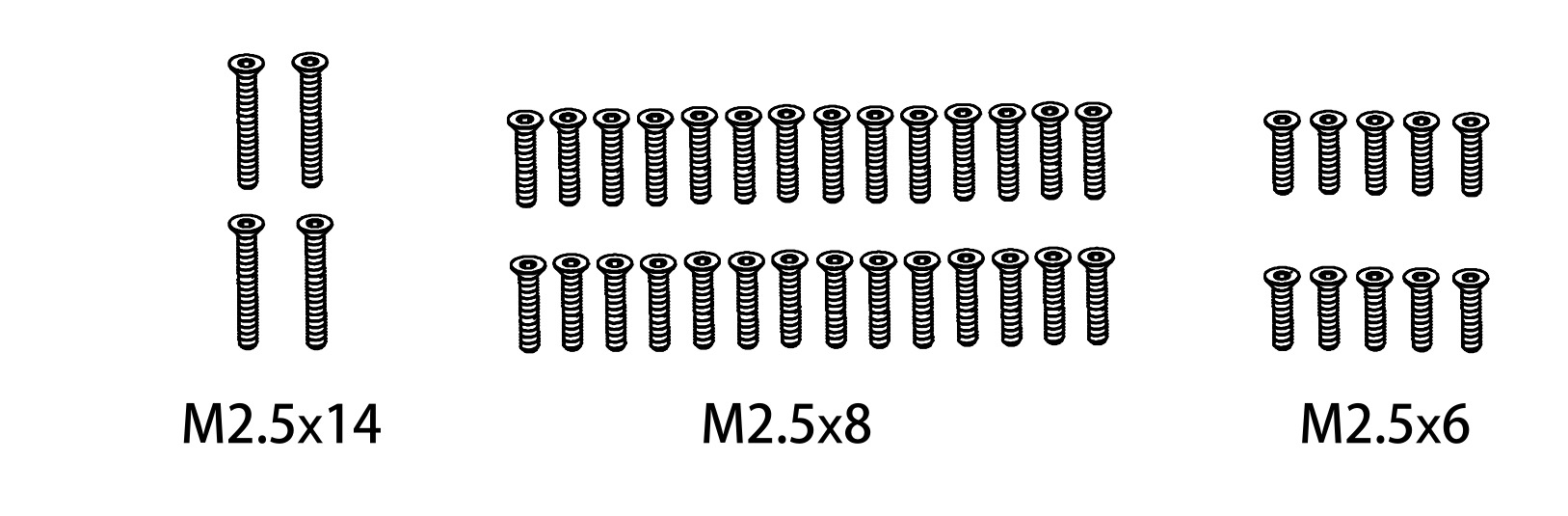 Absima Screw Set M2.5*14/M2.5*8/M2.5*6 1610161