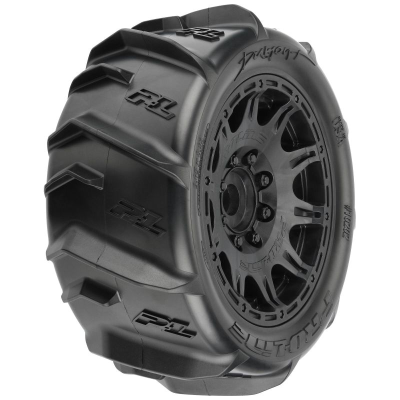 Pro-Line Dumont Paddle Sand/Snow Reifen v/h (2) 5.7 X-MAXX, KRATON 8S auf RAID-Felge schwarz 24mm 10202-10