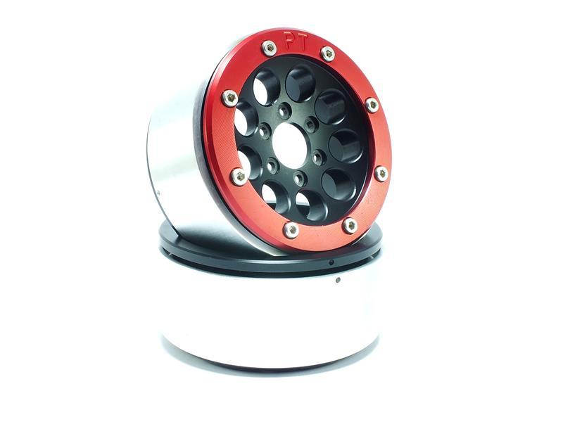 Metsafil Beadlock Wheels GUN schwarz/rot 1.9 (2 St.) ohne Radnabe MT5020BR