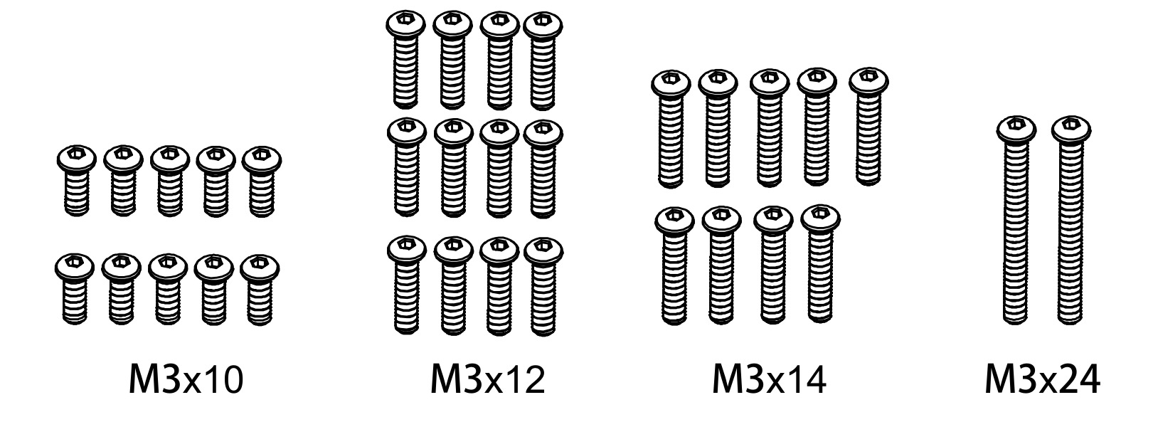 Absima Screw Set M3*10/M3*14/M3*24 1610163