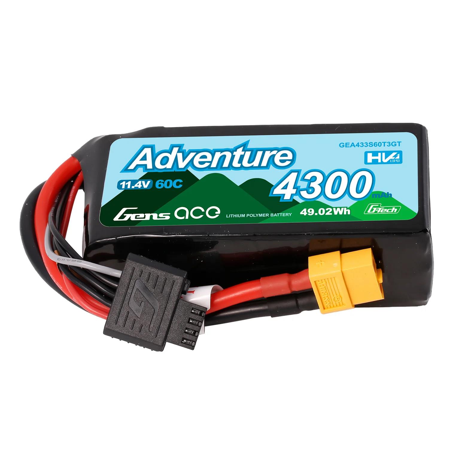 Gens Ace 4300mAh 3S 60C HV LiPo Akku mit XT60 & 1To3 Stecker | Adventure Series | G-Tech GEA433S60T3GT