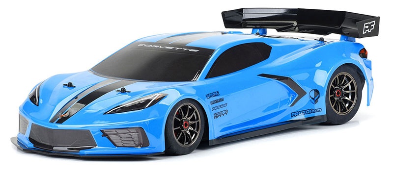 PROTOform Chevrolet Corvette C8 Karo blau lackiert für ARRMA Felony & Infraction 1577-13