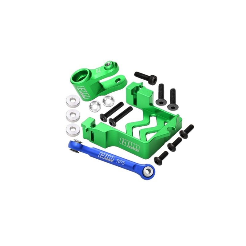 GPM Alu Servohalter, Tie-Rod & 25Z Servohhorn grün TRAXXAS Maxx / MAXX SLASH TXMS024NG