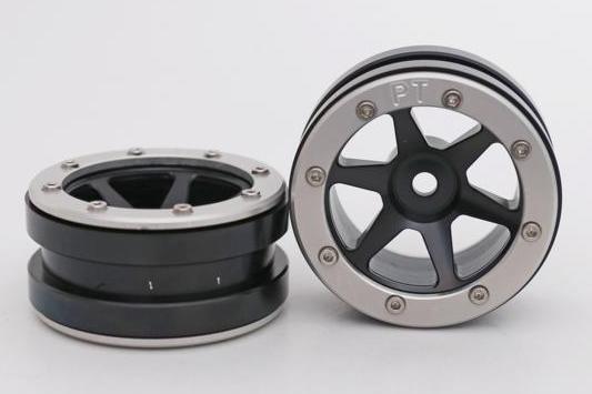 Metsafil Beadlock Wheels PT- Slingshot Schwarz/Silber 1.9 (2 St.)  MT0030BS