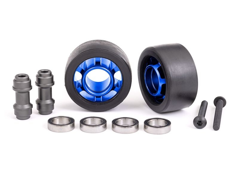 Traxxas Felge für Wheelie Bar, 6061-T6 Alu blau eloxiert (2) +KT 7775X