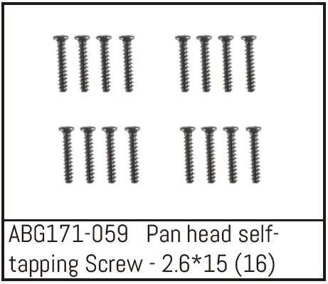Absima Pan Head Screw M2.6*15 (16) ABG171-059