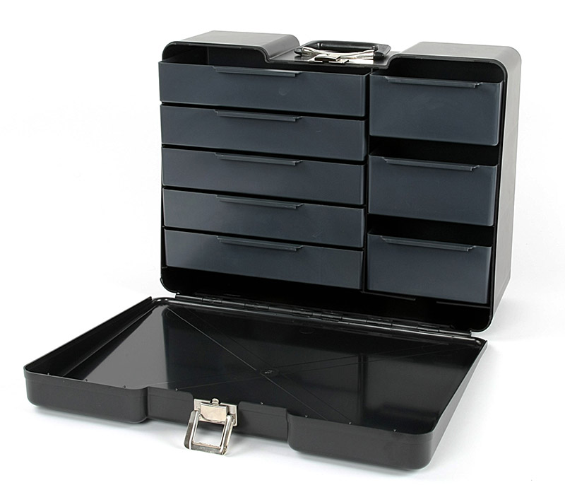 R14020S Polybutler Werkzeugkoffer schwarz mit 8 Schubladen