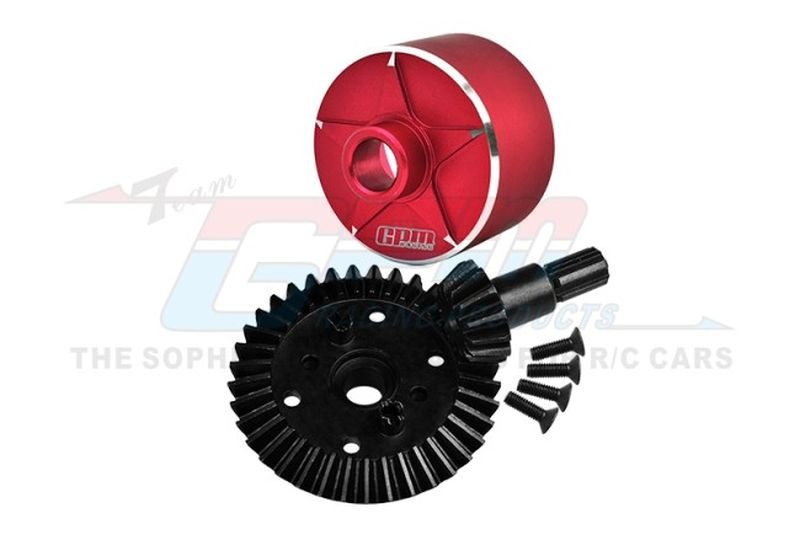GPM Carbon-Stahl Tellerrad 37Z/Ritzel 13Z m. Alu-Diffgehäuse rot ARRMA 4x4 3+4S MAG1200SR