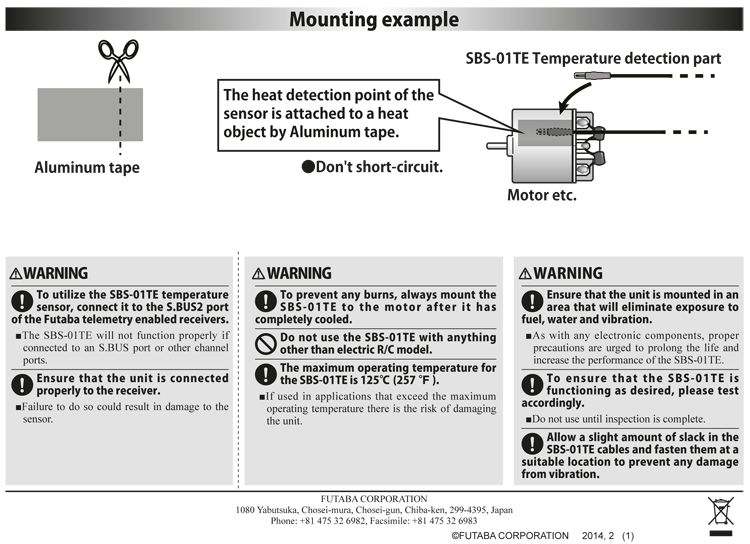 Futaba SBS-01TE Temperature Telemetry Sensor electric motor S.BUS2 FPSBS01TE