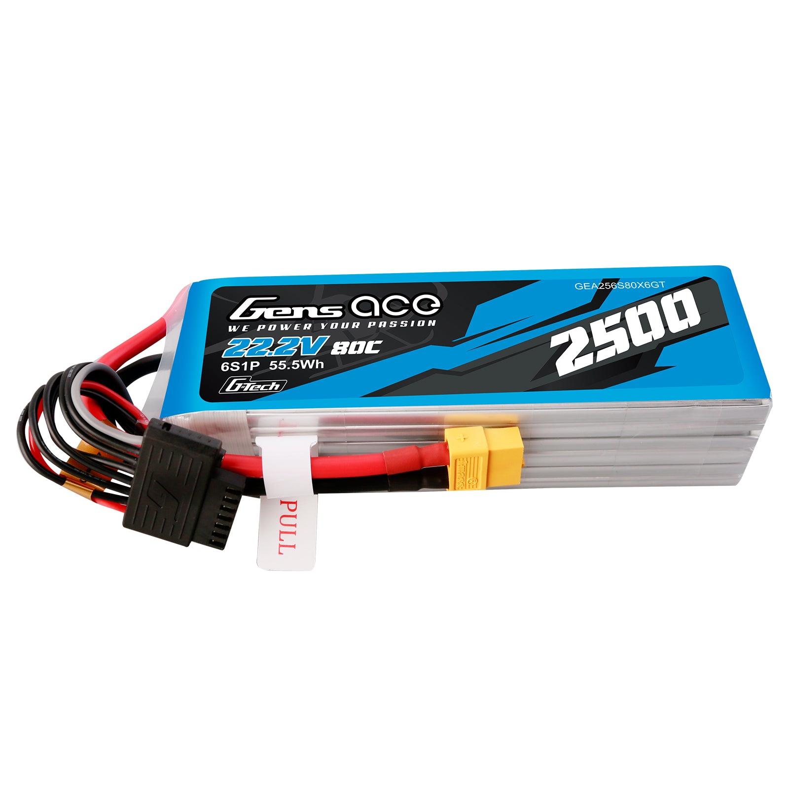 Gens Ace G-Tech 2500mAh 22.2V 80C 6S Lipo Akku Pack mit XT60 Stecker GEA256S80X6GT