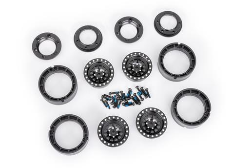 Traxxas Alu-Felgen 6061-T6 schwarz eloxiert mit Kleinteilen (4) TRX-4M 9881-BLK