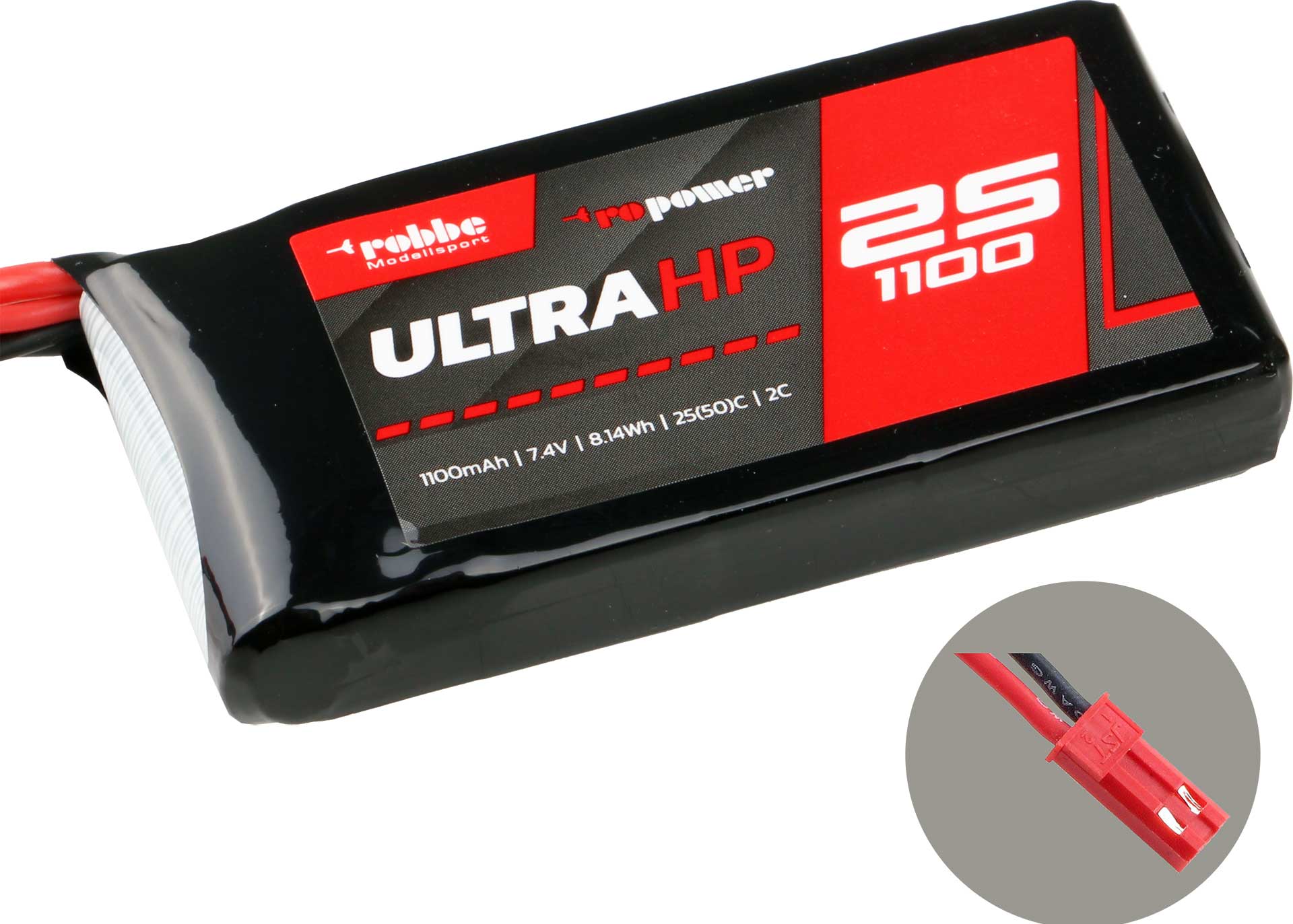 Robbe RO-POWER ULTRA HP 1100MAH 7,4 VOLT 2S 25(50)C LIPO AKKU, BEC STECKER 7402