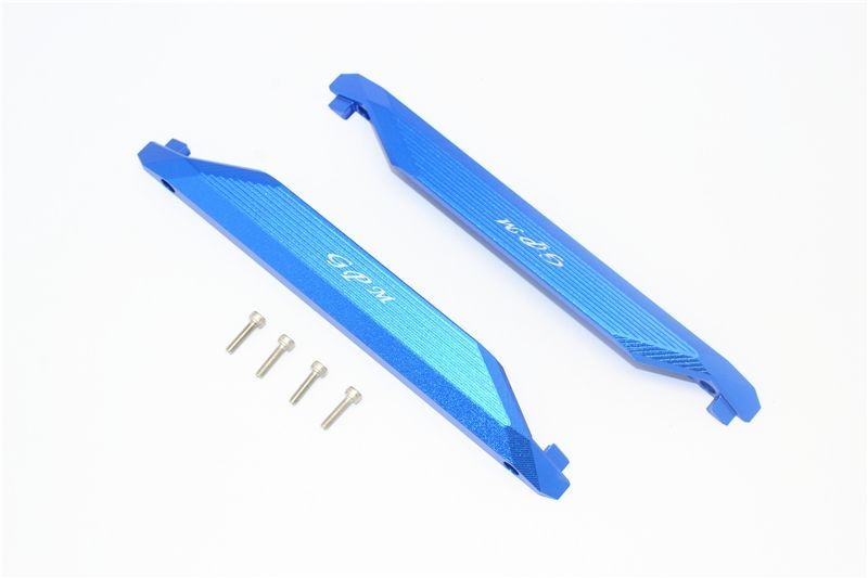 GPM Alu Chassis-Seitenschutz blau Traxxas MAXX