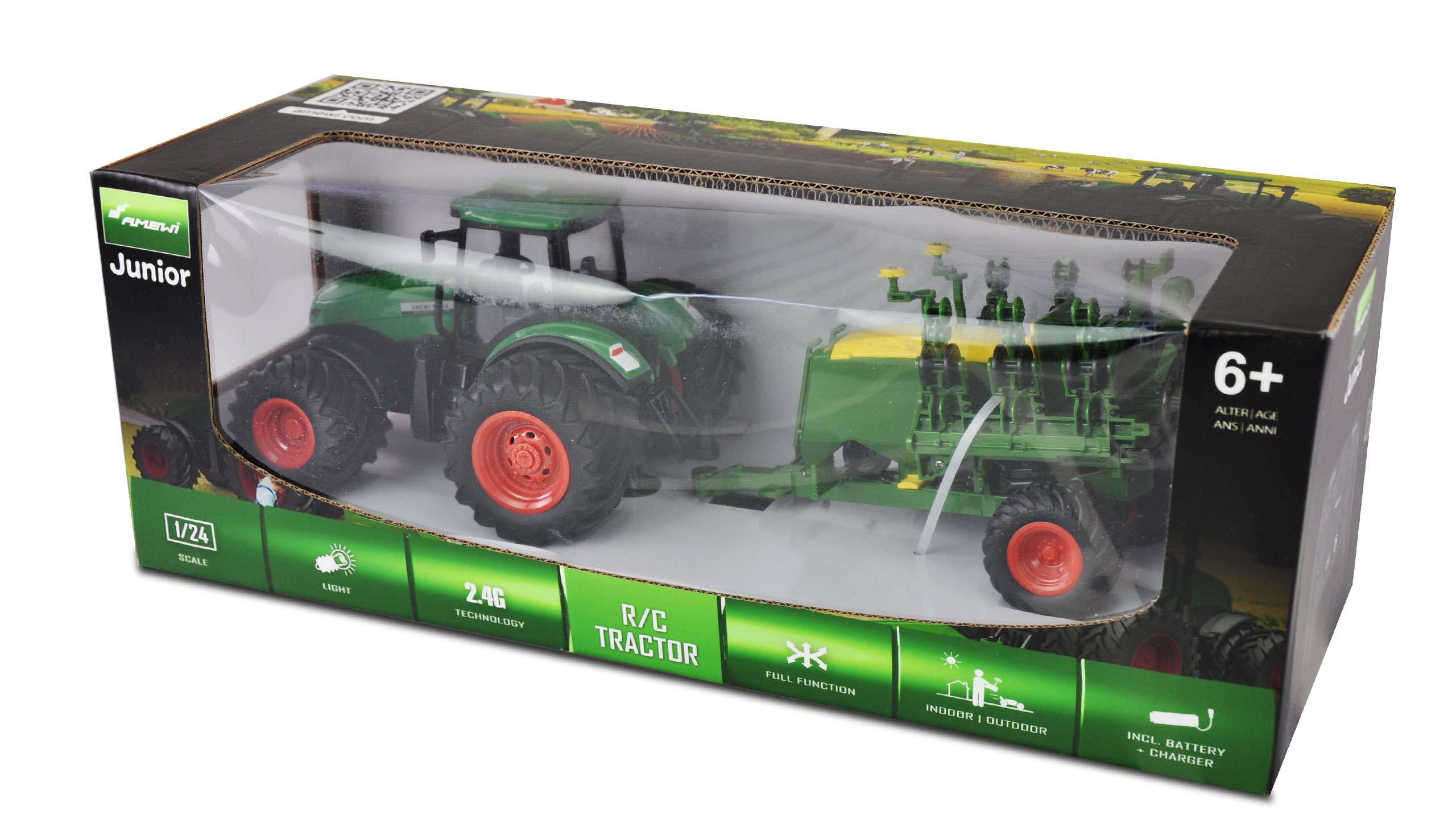 Amewi RC-Traktor mit Sämaschine 1:24 RTR grün 22638