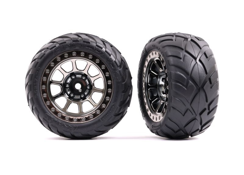 Traxxas Anaconda Reifen auf Felge Bandit 2.2 Schwarz-Chrom hi medium 2478T