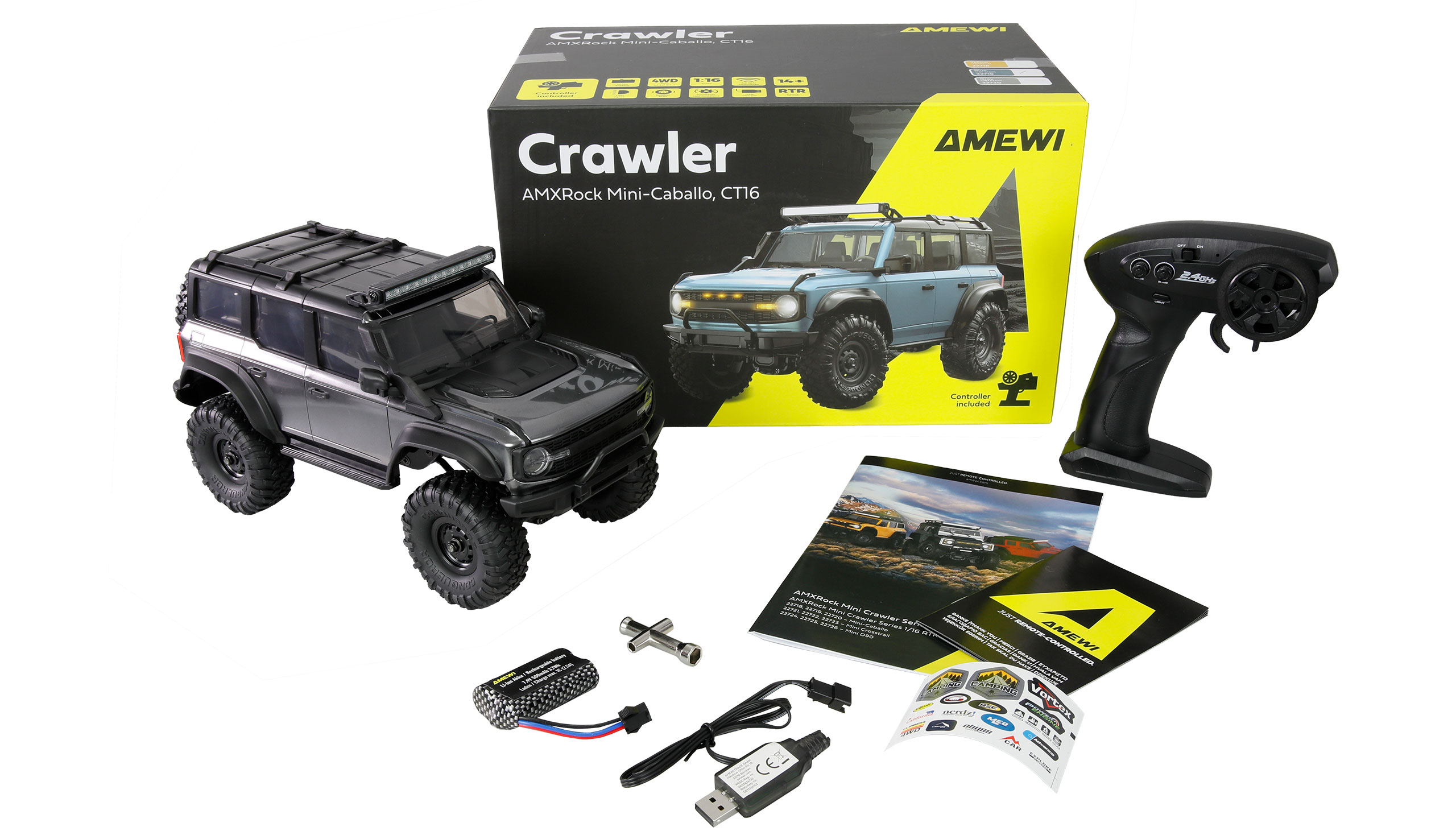 Amewi AMXRock Mini-Caballo Scale Crawler 4WD 1:16 RTR grau 22720